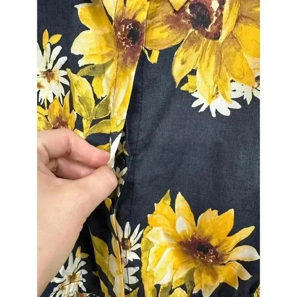 Jason Wu 2XP Blue Sunflower Floral‎ Tie Waist Button Down Collared Midi Dress - Picture 5 of 13